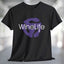 Purple Record Adapter Wine Life T-Shirt featuring a retro design with WineLife logo on a black tee shirt.