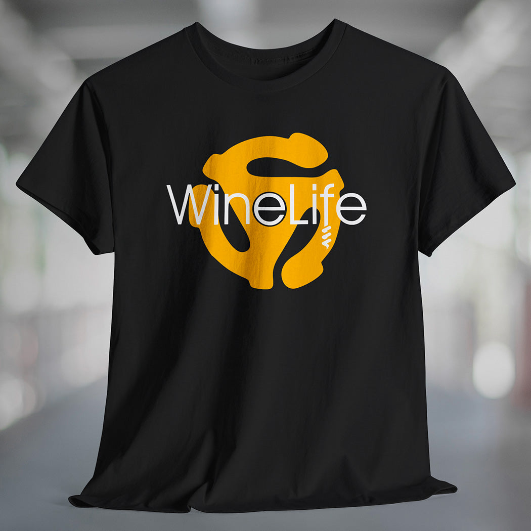 Wine Life TShirt - Record Adapter Yellow