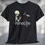 Aliens love red wine t-shirt featuring a gray alien with a glass of red wine and Wine Life branding.