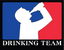 Beer Drinking Team Sticker Decal featuring a silhouette of a person drinking against a colorful background and the words Drinking Team.
