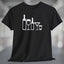 Drinking Stick Figure T-Shirt featuring playful drink icons on a black background for beverage lovers.