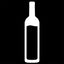 White decal silhouette of a wine bottle with wavy liquid in it.