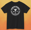 black t-shirt, with white United Federation of Beverages Stirfleet Academy logo, martini glass ice cube umbrella graphic on back of shirt.