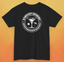 Stirfleet Academy Back Logo T-Shirt featuring a graphic design of a cocktail and logo on a black shirt.