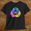 Black shirt with colorful graphic Venn diagram of spirits, beer, mead, and Wine You Are Here in center