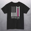 Pink Wine American Flag T-Shirt showcasing a wine flag design with a vibrant pink stripe and 'WineLife' logo on a black tee.