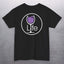 Round Purple Wine LIFE Logo T-Shirt featuring a large LIFE logo with a wine glass on the back.