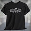 Black t-shirt featuring Wine Life logo with hibiscus flowers, ideal for wine enthusiasts.