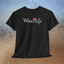 Pink Wine Life Jagged Logo T-Shirt featuring edgy Wine Life logo with pink glass on a classic black tee.