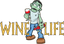 Zombie Wine Life Sticker Decal featuring a zombie character holding a glass and bottle of wine, with the words Wine Life