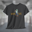 Heather charcoal gray t-shirt with cartoon zombie holding wine glass and bottle of wine, with WineLife logo in creepy font