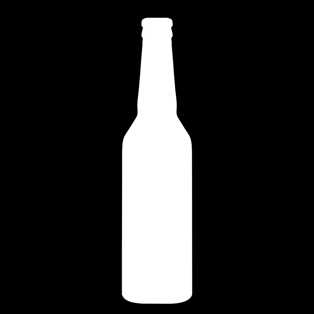 solid white decal silhouette of a beer bottle