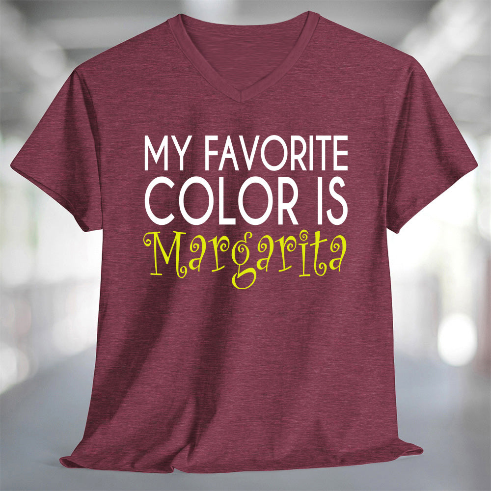 My Favorite Color is Margarita T-Shirt in maroon with colorful text design.