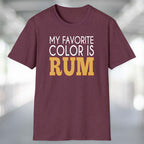 My Favorite Color is Rum T-Shirt in burgundy color, featuring bold text design for drink lovers.