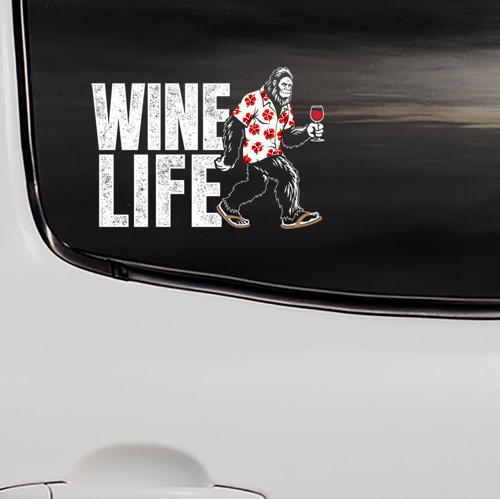 Hawaiian Bigfoot Wine Car Window Decal