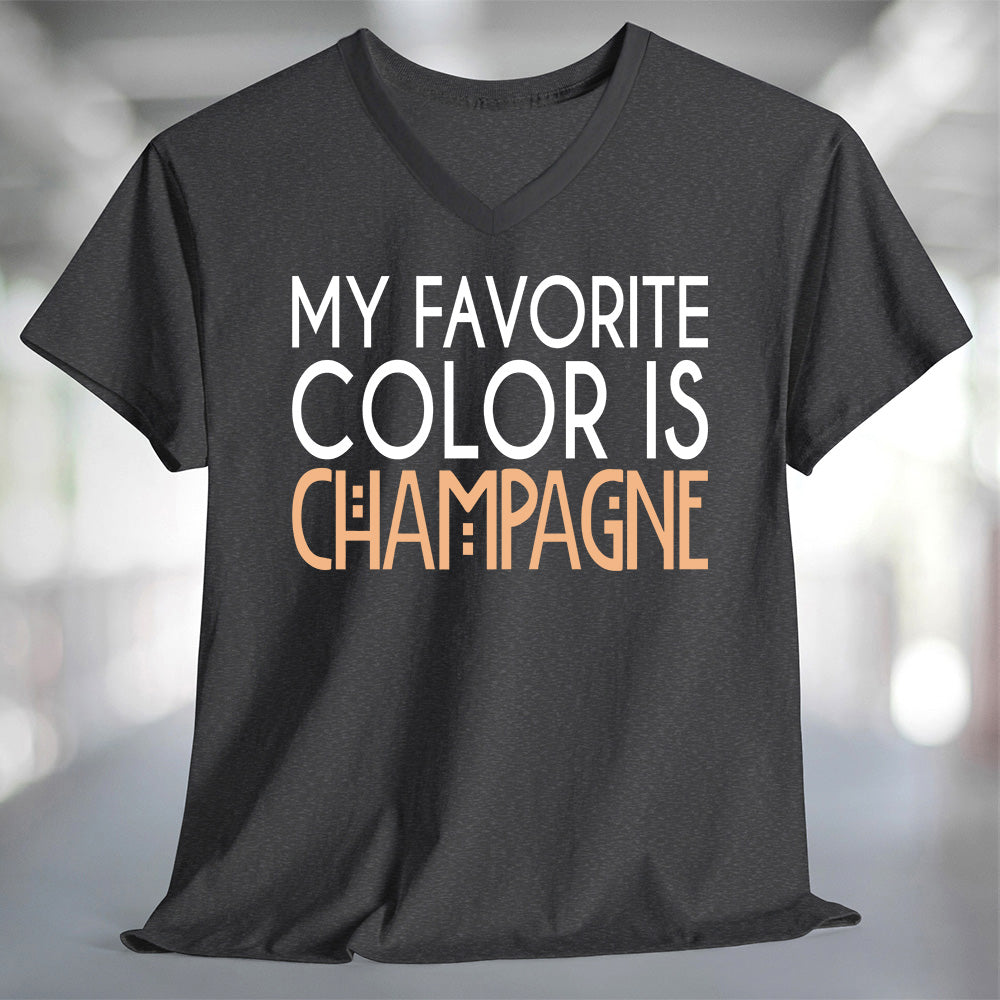 My Favorite Color is Champagne T-Shirt displayed on a v-neck tee with a stylish design.