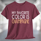 My Favorite Color is Champagne T-Shirt on a maroon tee, perfect for showcasing fun personality and comfort.