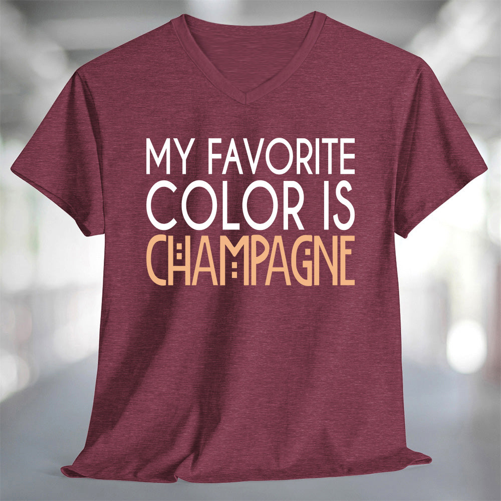 My Favorite Color is Champagne T-Shirt in a stylish maroon color with fun text design.
