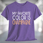My Favorite Color is Champagne T-Shirt on a purple t-shirt, showcasing a fun and stylish design.