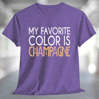 My Favorite Color is Champagne T-Shirt displayed on a stylish purple v neck tee showcasing fun personality and comfort.