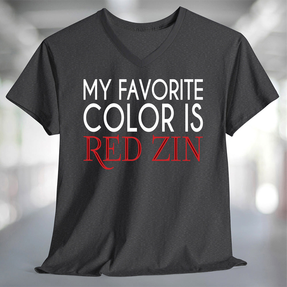 My Favorite Color is Red Zin T-Shirt featuring a stylish graphic design on a dark tee.