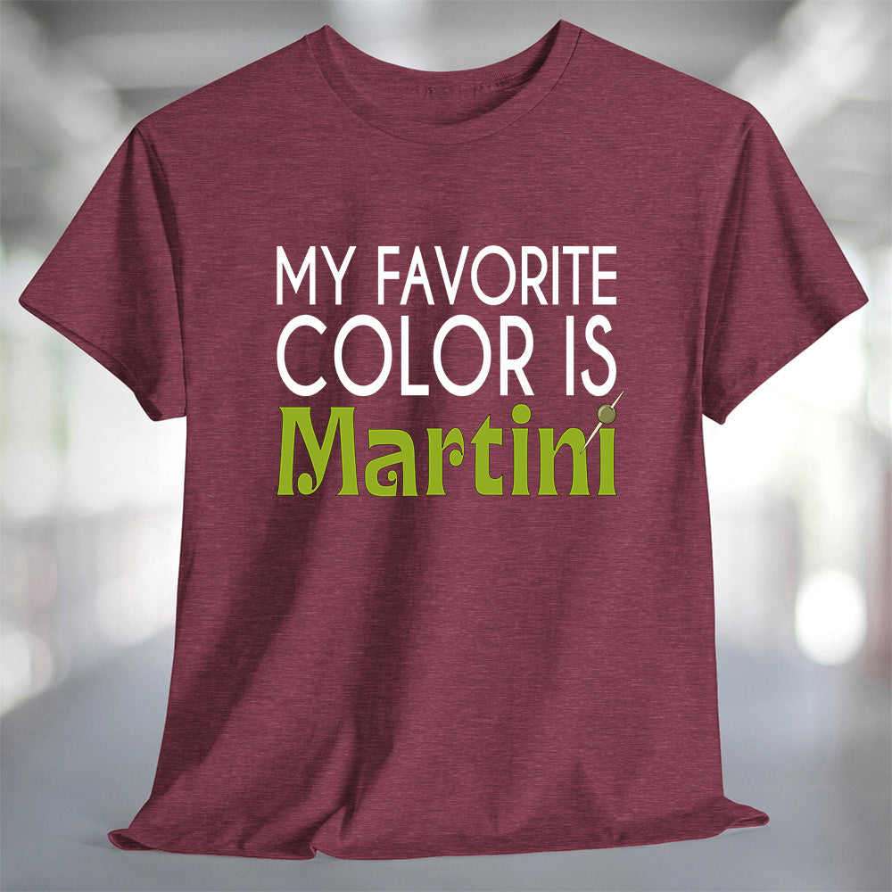 My Favorite Color is Martini T-Shirt displayed on a maroon tee, showcasing its stylish design.