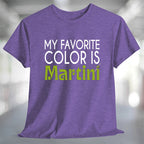 My Favorite Color is Martini T-Shirt displayed in a purple color with stylish text design.