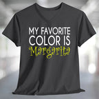 My Favorite Color is Margarita T-Shirt in gray with colorful text design on a v-neck tee