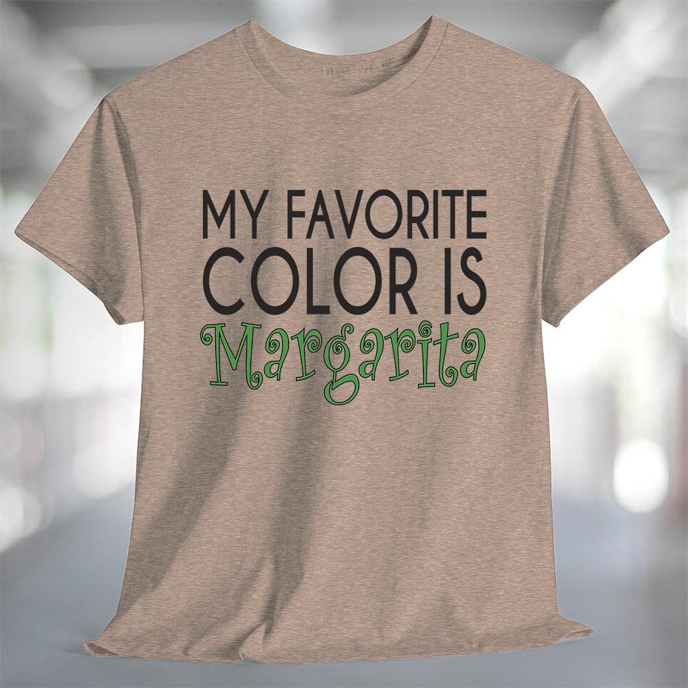 My Favorite Color is Margarita T-Shirt displayed on a soft beige tee