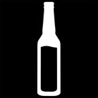 White decal silhouette of a beer bottle with wavy liquid in it.