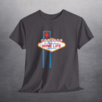 Heather charcoal gray shirt with Welcome to Fabulous Las Vegas sign on front of shirt