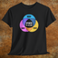 Black shirt with colorful graphic Venn diagram of mead, beer, wine, and Spirits You Are Here in center
