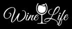 wine life written in swirly script letters, and a glass of white wine