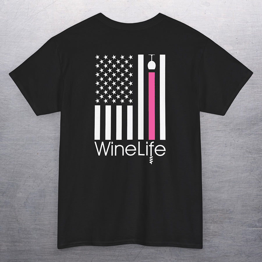 Wine Life TShirt- Pink Wine Flag