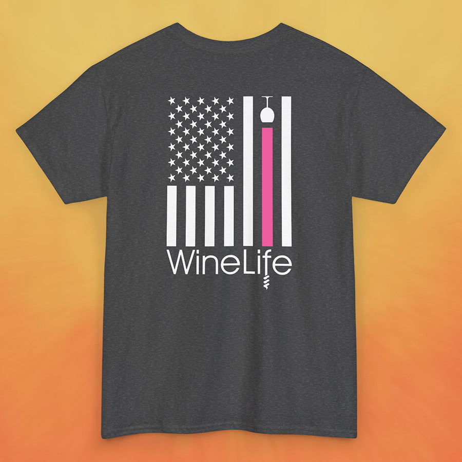 Wine Life TShirt- Pink Wine Flag