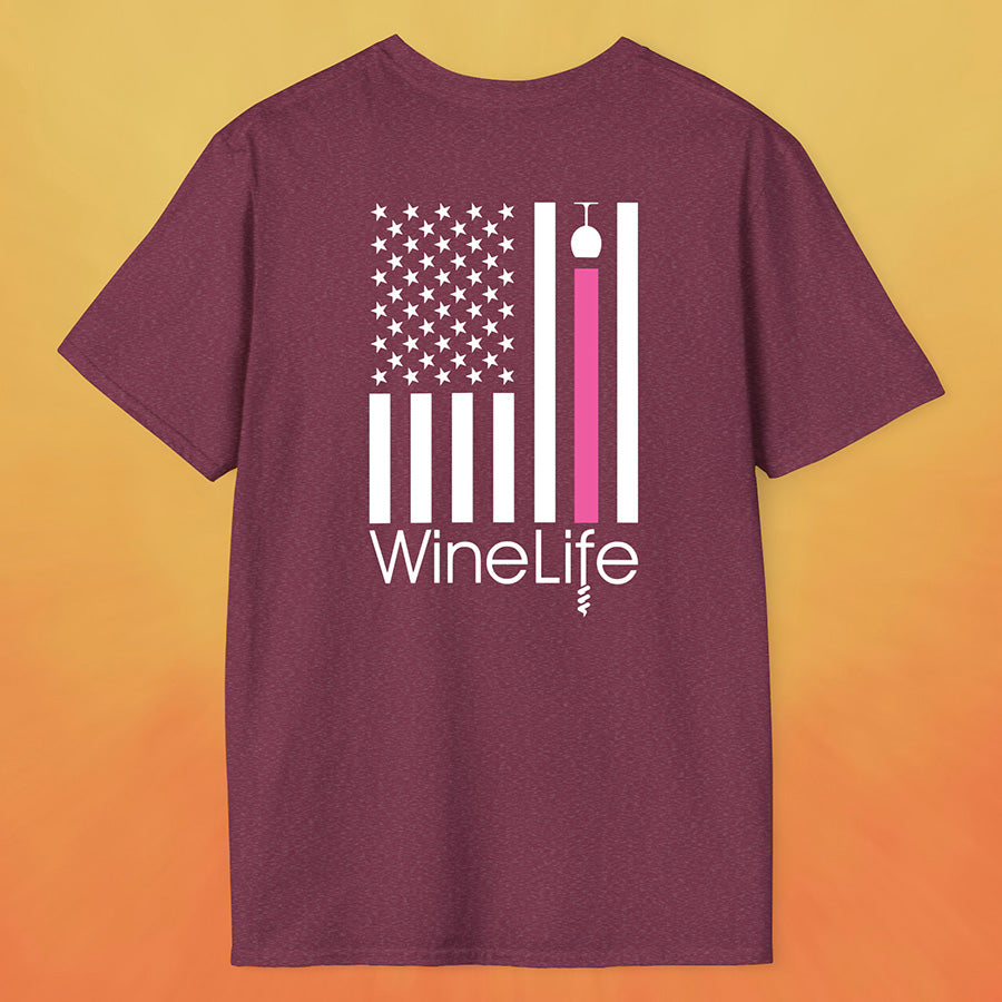 Wine Life TShirt- Pink Wine Flag