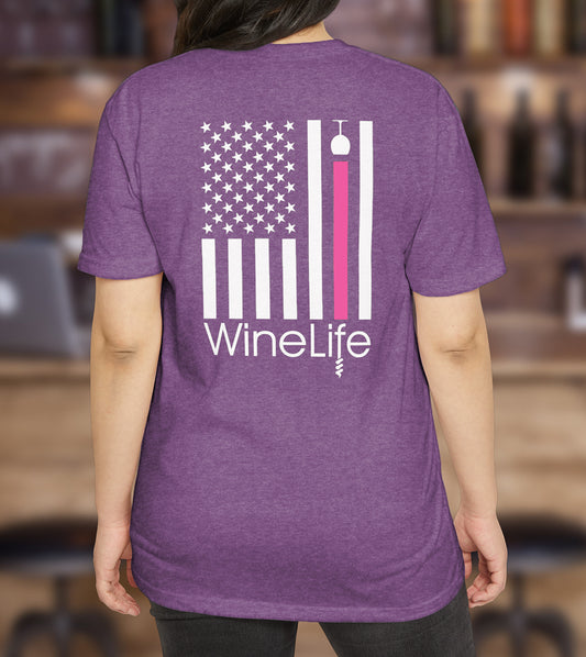 Wine Life TShirt- Pink Wine Flag