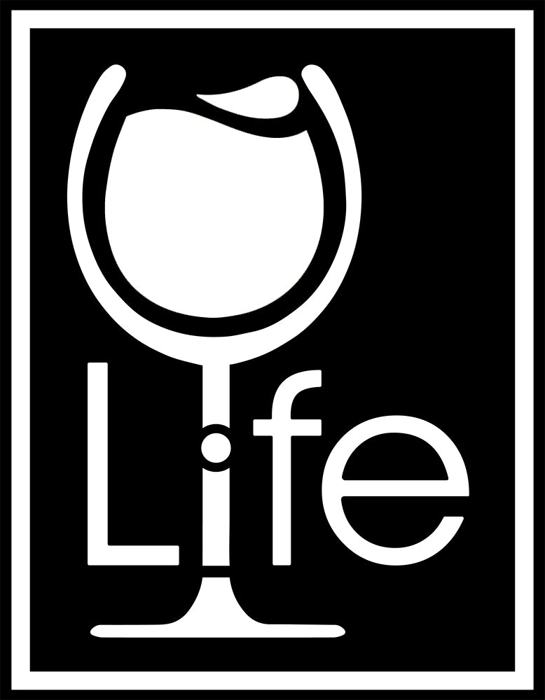 Wine Life logo with white wine glass inside a rectangle.