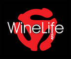 Red 45 record adapter with white wine life logo, black background