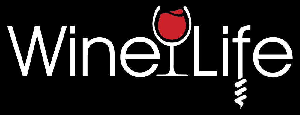 Wine Life logo, with red wine glass and corkscrew