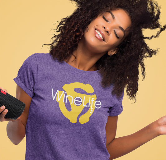 Wine Life TShirt - Record Adapter Yellow