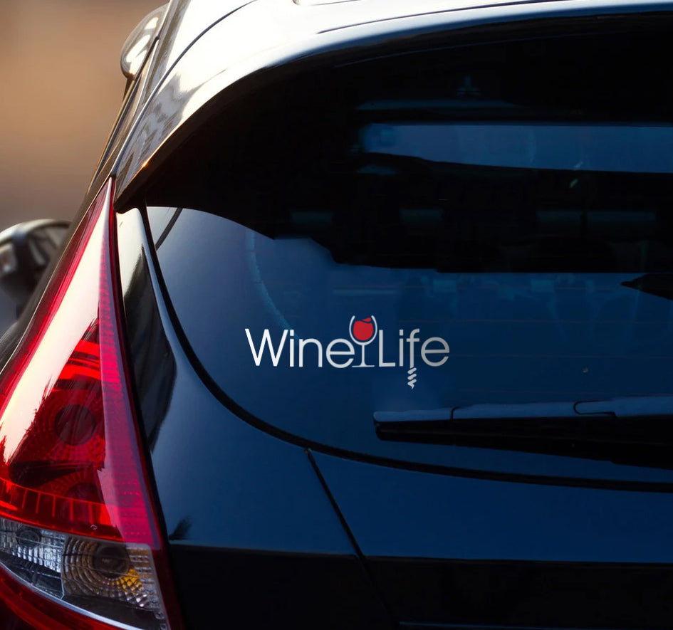 Red Wine Life Corkscrew Logo Car Window Decal