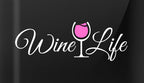 wine life written in swirly script letters, and a glass of pink rose' wine